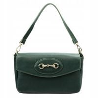 Torebka skórzana DOLLARO typu crossbody butelkowa zieleń ciemny zielony