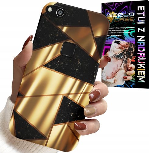 ETUI DO HUAWEI P10 LITE - ZŁOTE ELEGANCKIE WZORY + FOLIA HYDRO na Arena.pl