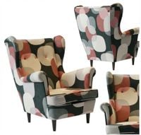 Fotel uszak skandynawski groszki biało czarno czerwone Design Family Meble