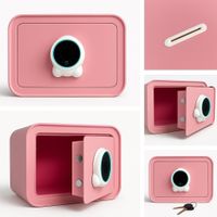 KS061 Różowy sejf domowy biurowy na kod na klucz różowa skarbonka