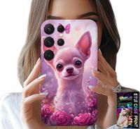 ETUI DO SAMSUNG GALAXY S25 ULTRA - SŁODKA CHIHUAHUA NA RÓŻOWYM TLE KWIATAMI