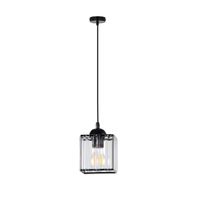 Glassia lampa wisząca czarny 1x40 E27 klosz czarny+kryształy bezbarwne