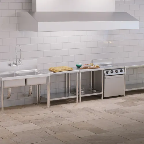 Stół blat roboczy centralny stalowy z półką 60 x 60 cm na Arena.pl