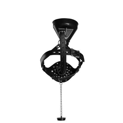 open mouth gag head harness with funnel   black na Arena.pl