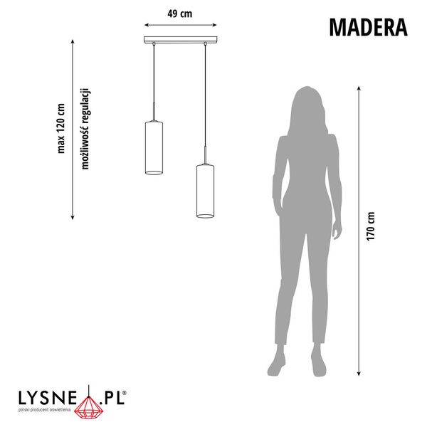 Żyrandol 2-płomienny nad stół w jadalni MADERA zdjęcie 3