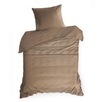 Pościel satynowa 140x200 + 70x80 jasny brąz Eva Minge ELEGANT1E haft