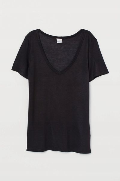 Bluzka Cienki T-shirt Dżersejowy Top H&M r.XS zdjęcie 1