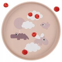 Talerzyki Plastikowe Dla Dzieci Różowy Chmurki Antypoślizgowy Do Zmywarki