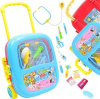 DUŻY ZESTAW LEKARSKI MAŁY LEKARZ DOKTOR WALIZKA TORBA NA KÓŁKACH STETOSKOP