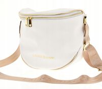 Laura Biaggi - duża nerka saszetka listonoszka biały mat złota lamówka KB12