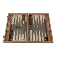 Ekskluzywny Backgammon Manopoulos–Szaro-Beżowy Krokodyl–Rękodzieło Premium