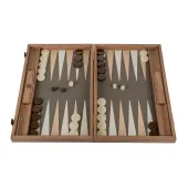 Ekskluzywny Backgammon Manopoulos–Szaro-Beżowy Krokodyl–Rękodzieło Premium