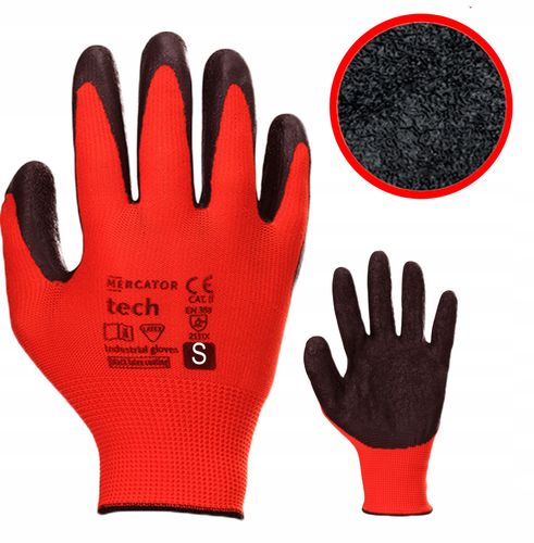 rękawice robocze mercator tech red+black latex - s - 120 par na Arena.pl