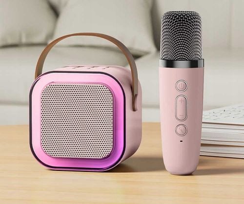 BEZPRZEWODOWY PRZENOŚNY ZESTAW DO KARAOKE GŁOŚNIK BLUETOOTH + 2x MIKROFON na Arena.pl