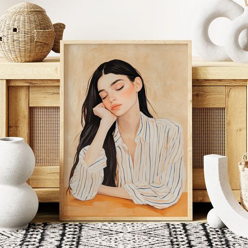 Plakat ilustracja dziewczyna w koszuli 21x29,7 cm A4 na Arena.pl