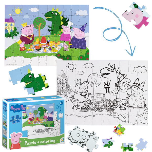Puzzle 2 In 1 Peppa Pig 60 Elementów Kolorowanka 200118 zdjęcie 1