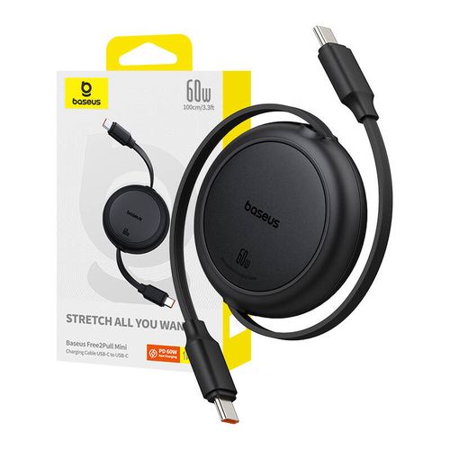 kabel usb baseus free2pull mini usb-c do usb-c, 60w, 1, (czarny) na Arena.pl