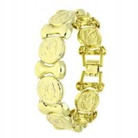 Bransoletka pozłacana 14K z monetami 19 cm 18 mm