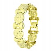Bransoletka pozłacana 14K z monetami 19 cm 18 mm