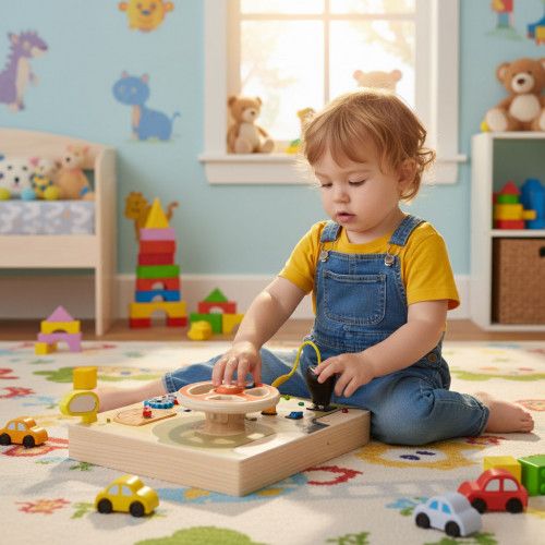 TABLICA MANIPULACYJNA LED DREWNIANA DLA DZIECI OD 3 LAT na Arena.pl