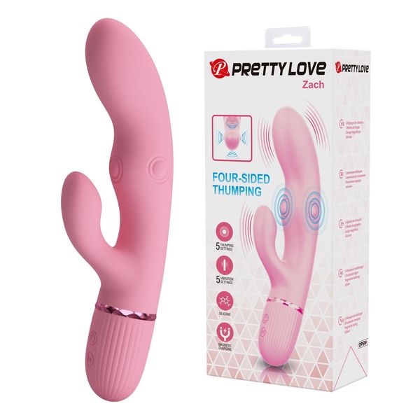 Pretty Love Zach Four-Sided Thumping Rabbit Vibrator – Pink zdjęcie 1