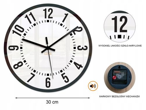 Zegar ścienny Oskar cichy czytelny nowoczesny Loft na Arena.pl