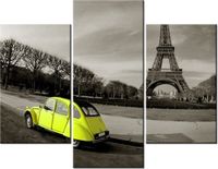 70 90CM OBRAZ 3 ELEM ŻÓŁTY CITROEN ŚCIENNY PŁÓTNO