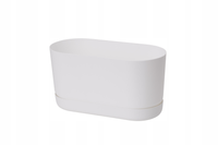 Doniczka podłużna Satina 27 z podstawką | Biały, Kształt Prostokątny, Wymiary 13x27x15 cm, Kolor Biały, Form-Plastik