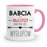 Kubek Różowy Dla Babci Najlepszy Partner Z Nadrukiem Ze Zdjęciem