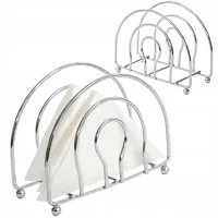 SERWETNIK KUCHENNY STOŁOWY STOJAK NA SERWETKI CHUSTKI METALOWY SREBRNY