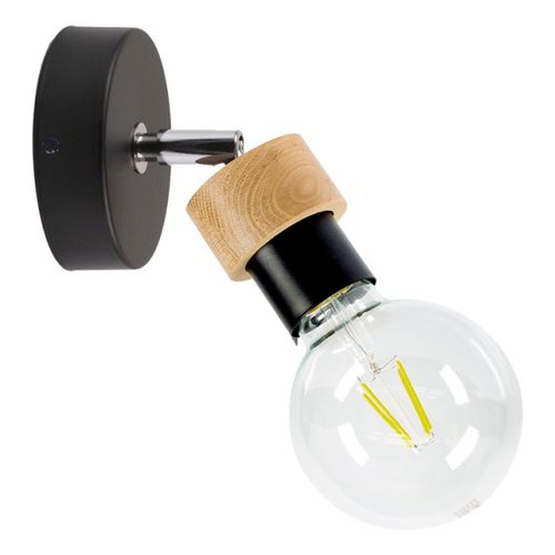 Lampa ścienna MARJOLAINE 2831104 metalowy reflektorek czarna drewno na Arena.pl