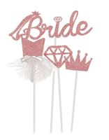 Toppery na wieczór panieński "Bride" brokatowe, różowe złoto