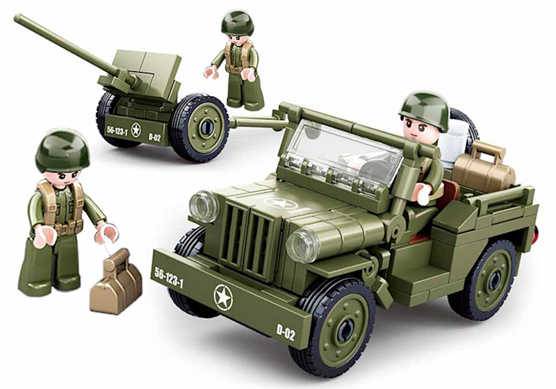 Klocki Wojsko JEEP WILLYS MB + Armata 143el zdjęcie 2
