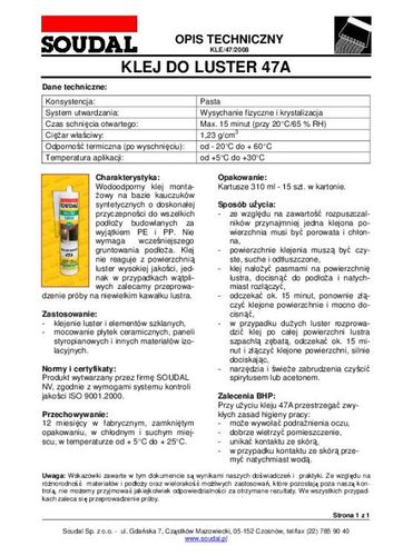 KLEJ DO LUSTER 47A 280/300ML uni uni na Arena.pl