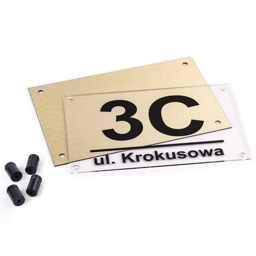 TABLICZKA Z NUMEREM DOMU | ADRESOWA | PLEKSA i ALUMINIUM + DYSTANSE i KOŁKI na Arena.pl