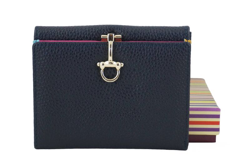 Elegancki portfel ze złotym zapięciem - Granatowy zdjęcie 3