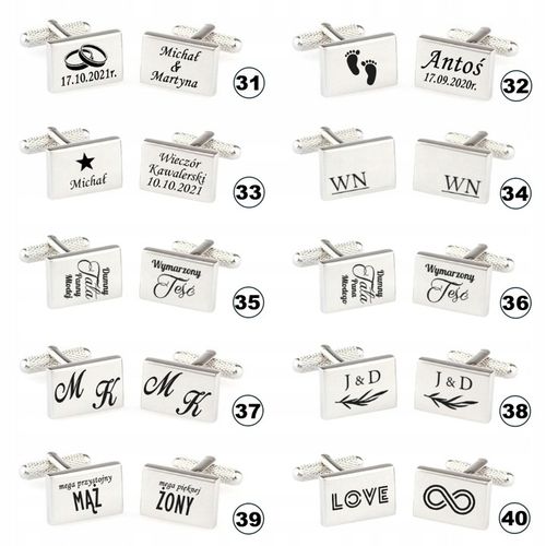 Spinki do mankietów prostokątne TWÓJ TEKST GRAFIKA na Arena.pl