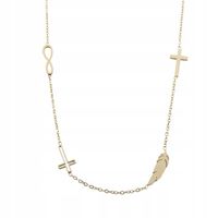 Naszyjnik ze stali chirurgicznej złota celebrytka krzyzyki infinity piorko