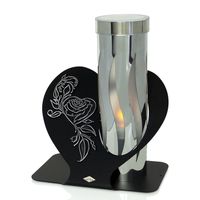 ZNICZ SOLARNY LED METALOWY SERCE Z RÓŻĄ