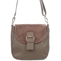 VERA PELLE torebka damska skórzana listonoszka z klapą V577 taupe