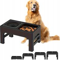 PODWÓJNA MISKA MISKI DLA PSA NIECHLAPIĄCA SPOWALNIAJĄCA REGULOWANA WYSOKOŚĆ