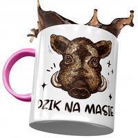 Kubek Różowy Śmieszny Zabawny Dzik Na Masie Z Nadrukiem Ze Zdjęciem