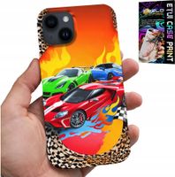 ETUI DO IPHONE 15 - DLA DZIECI, SAMOCHODY WYŚCIGOWE + SZKŁO