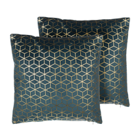 Zestaw 2 poduszek dekoracyjnych welurowy geometryczny wzór 45 x 45 cm niebieski CELOSIA