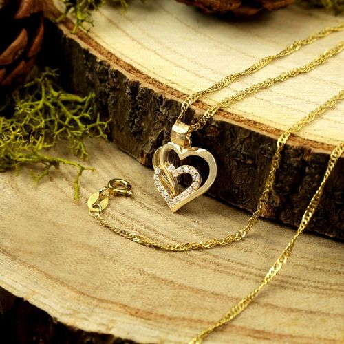 ZŁOTY ŁAŃCUSZEK Z SERDUSZKIEM 925/585 PREZENT DLA NIEJ, KOBIETY, ŻONY, MAMY na Arena.pl