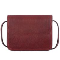 VERA PELLE torebka skórzana listonoszka z klapą i paskiem V562 bordowa