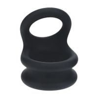 Wide Double O Silicone Cockring - L - Black