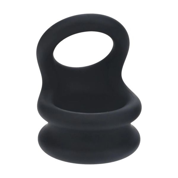 Wide Double O Silicone Cockring - L - Black zdjęcie 1