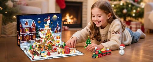 KALENDARZ ADWENTOWY KLOCKI DOMEK Z PIERNIKA CHOINKA MIKOLAJ LED 1763szt 24× na Arena.pl