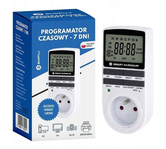 PROGRAMATOR CZASOWY WŁĄCZNIK WYŁĄCZNIK LCD CYFROWY HARMONOGRAM 7 DNI POLSKI zdjęcie 1